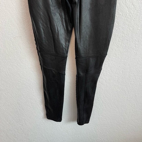 Spanx Faux Leather Moto High Waist Shaping Pull-On Ankle Leggings Very Black M - Picture 12 of 15